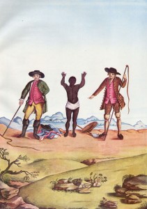 Whipping an Enslaved Male, Serro Frio Brazil ca 1770s; Image Reference juliao14, as shown on www.slaveryimages.org, compiled by Jerome Handler and Michael Tuite, and sponsored by the VA for the Humanities and the U of VA Library.